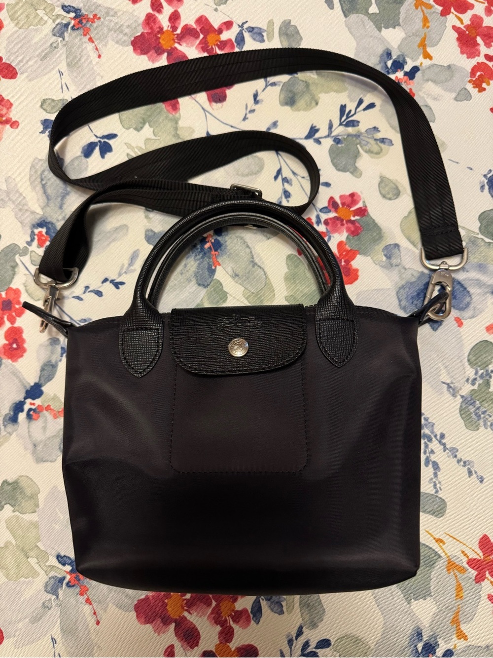 Longchamp Le Pliage Crossbody Bag - Black, Size Small